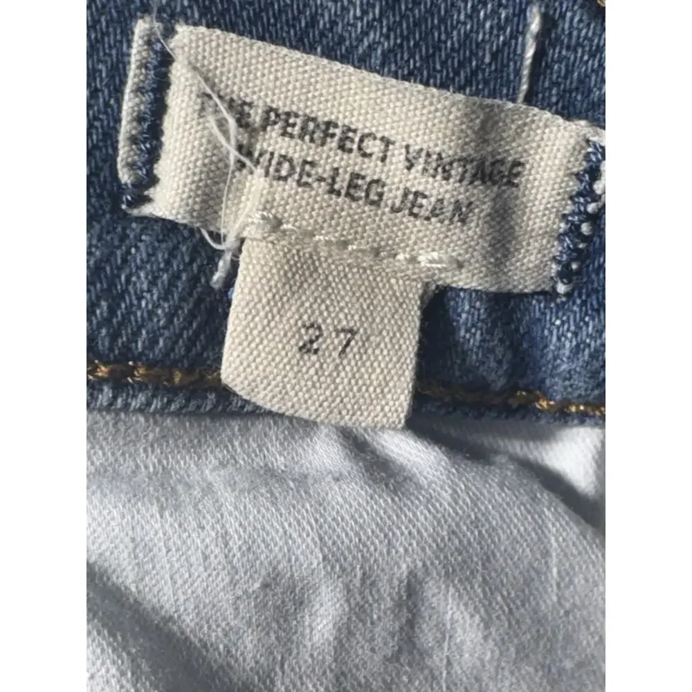Madewell Perfect Vintage Wide Leg Crop Jeans Womens 27 Blue Fray Hem - Picture 8 of 8